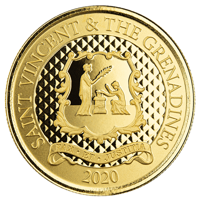 A picture of a EC8 St. Vincent & Grenadines Pax et Justitia 1 oz Gold Coin (2020)